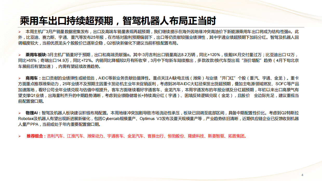 2026汽车行业：乘用车出口持续超预期，智驾机器人布局正当时-中信建投.pdf_第4页