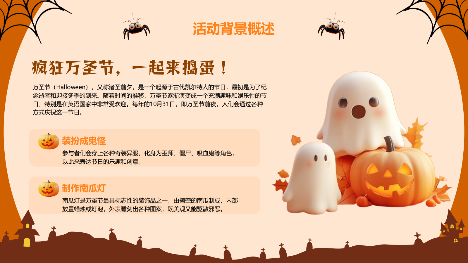 橙色3D风万圣节活动策划PPT模板.pptx_第4页