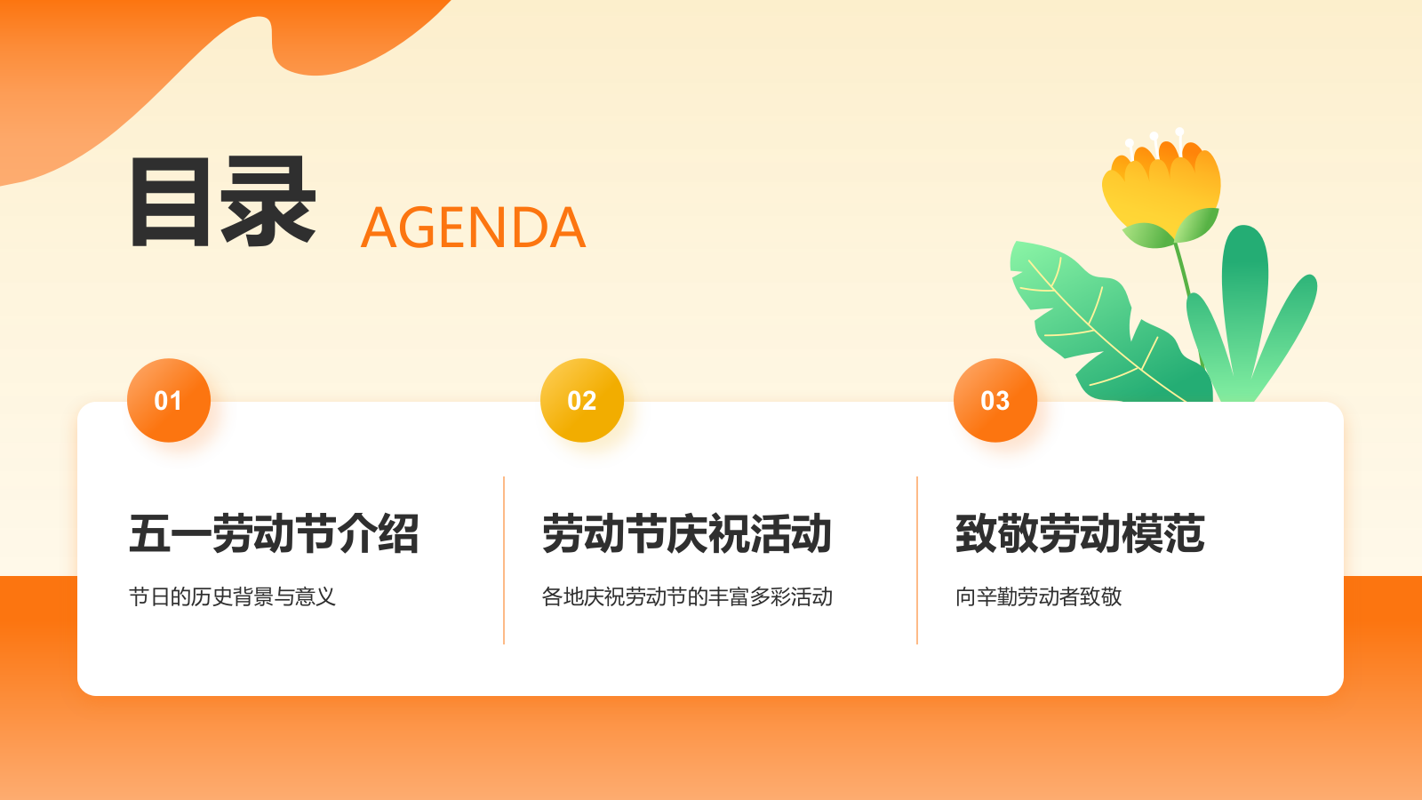 橙色插画风五一国际劳动节文化介绍PPT模板.pptx_第2页
