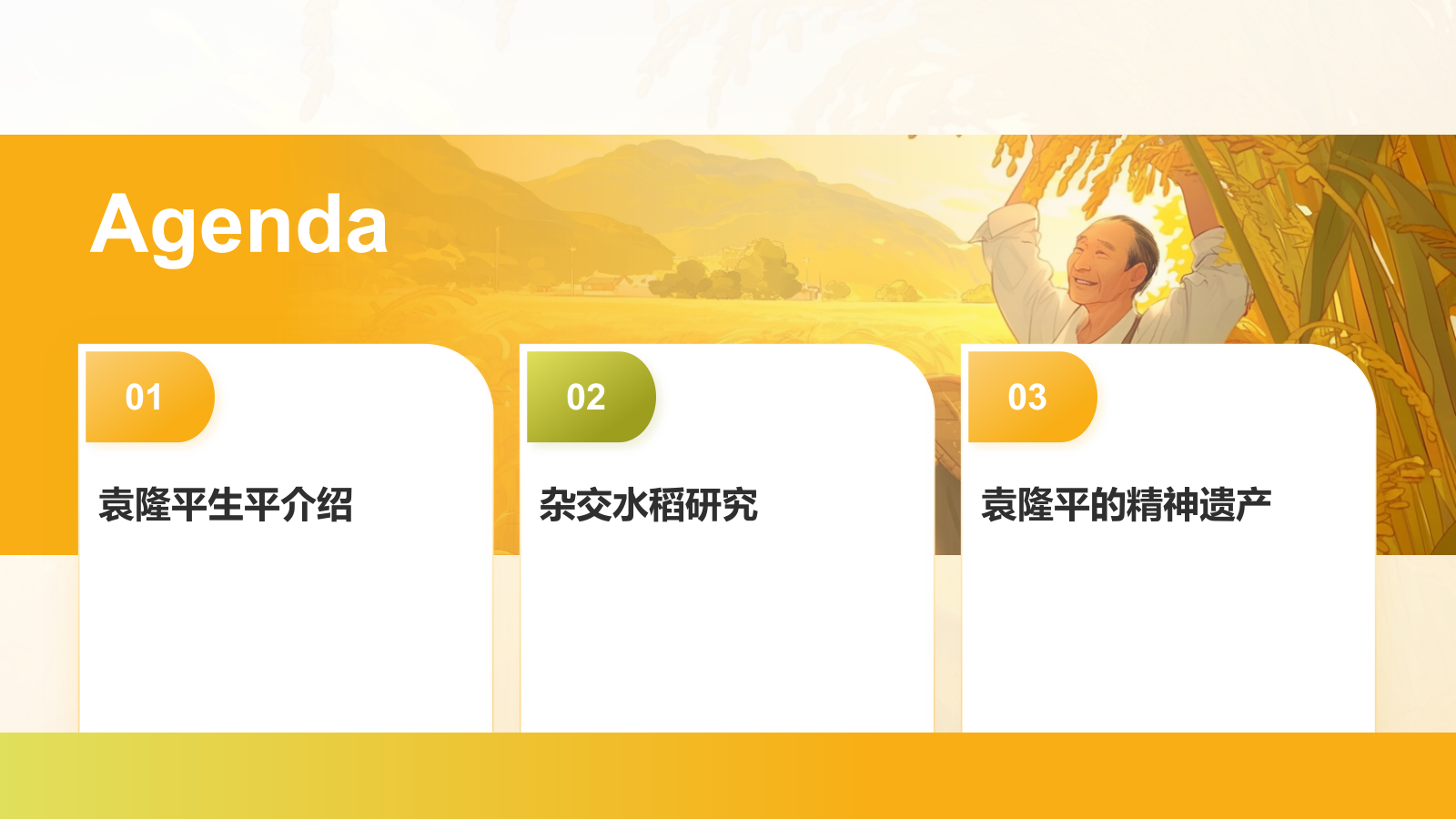 橙色插画风杂交水稻之父——袁隆平人物介绍PPT模板.pptx_第2页