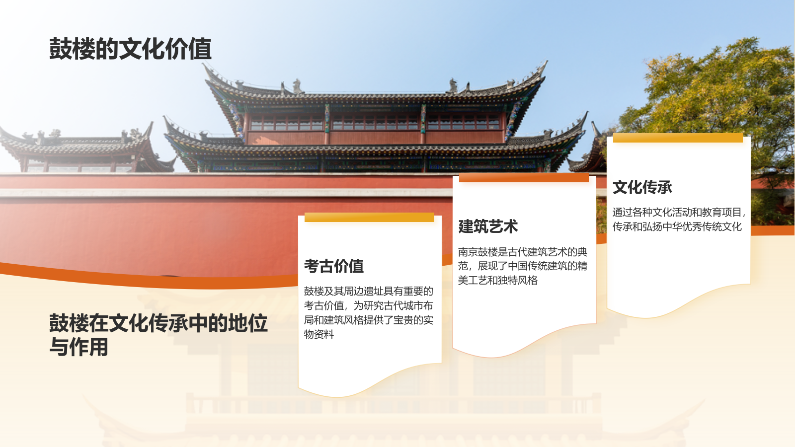 橙色复古风南京鼓楼的修复与改造PPT模板.pptx_第5页