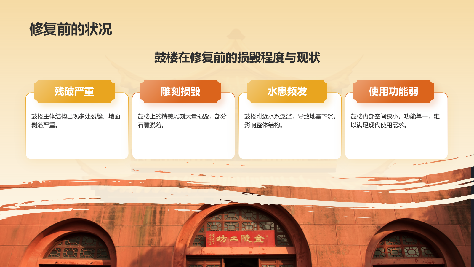 橙色复古风南京鼓楼的修复与改造PPT模板.pptx_第8页