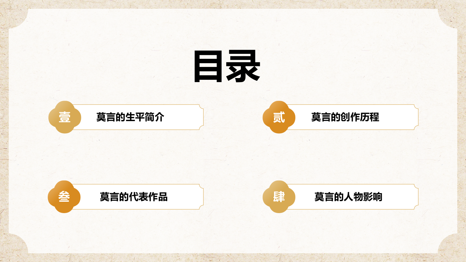 橙色复古风人物介绍——莫言PPT模板.pptx_第2页