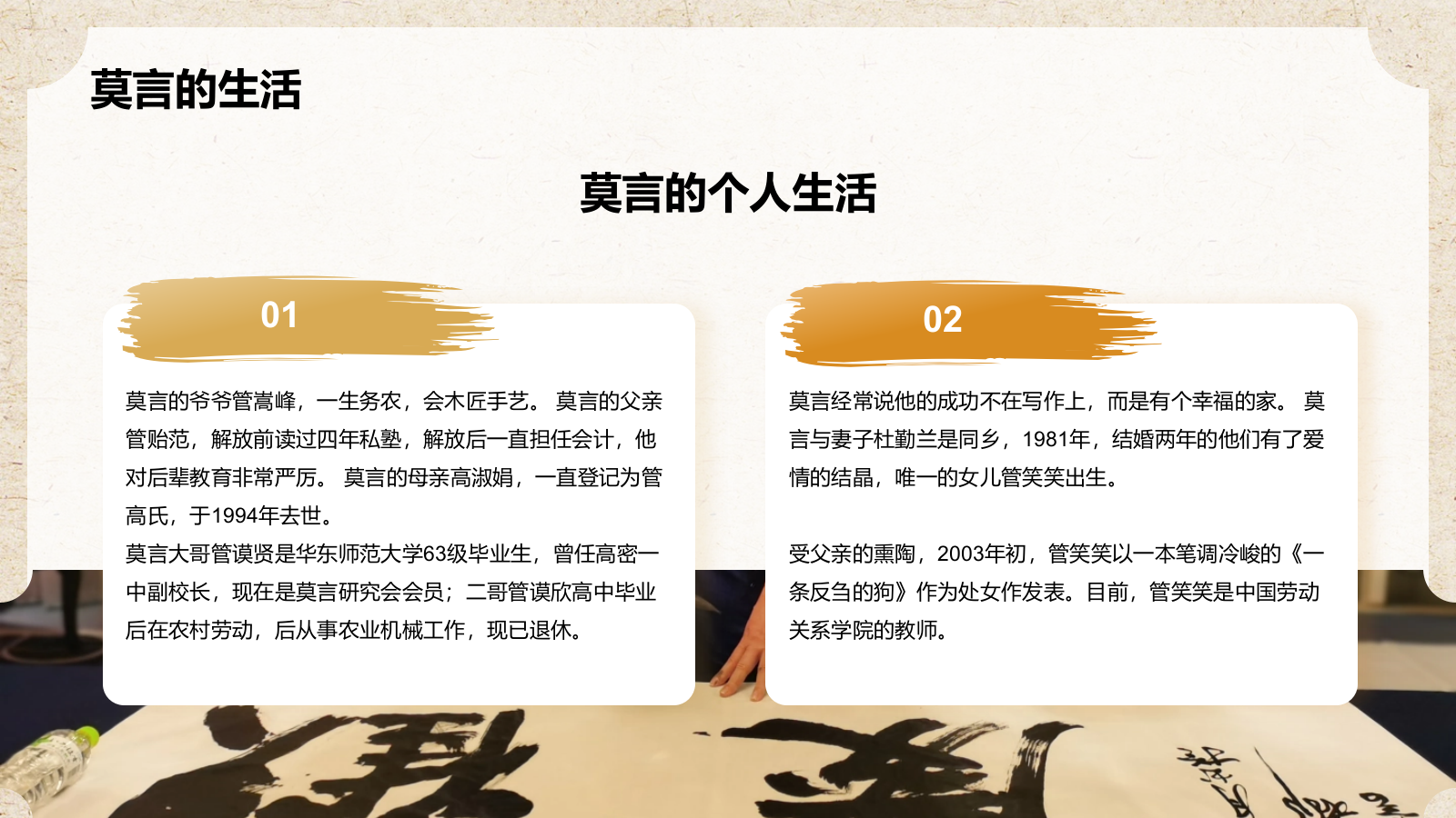 橙色复古风人物介绍——莫言PPT模板.pptx_第7页