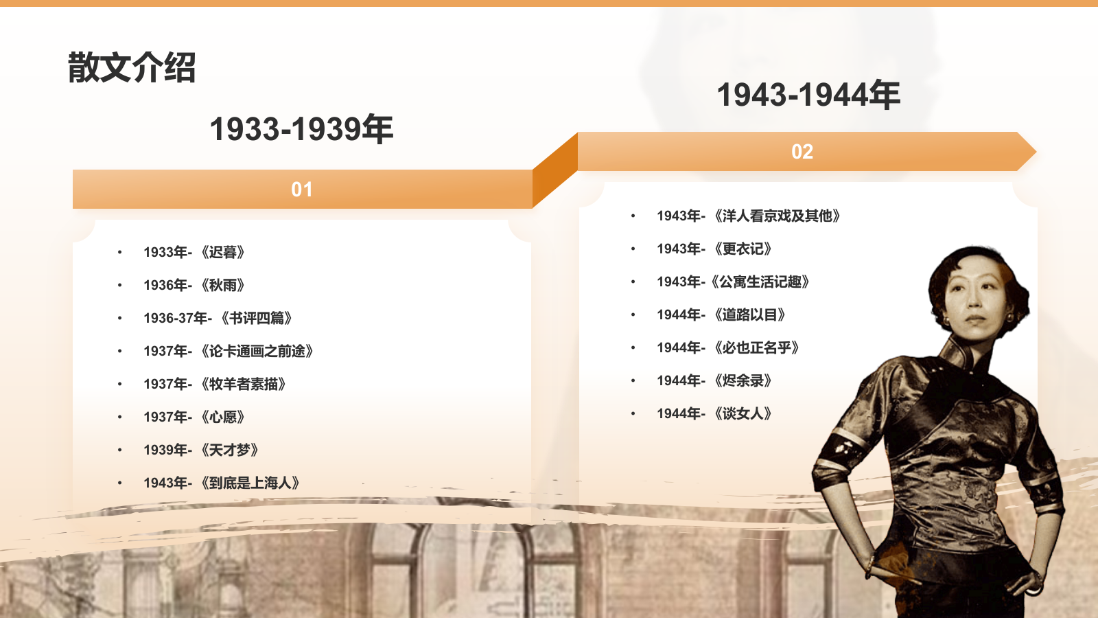 橙色复古风人物介绍——张爱玲PPT模板.pptx_第7页