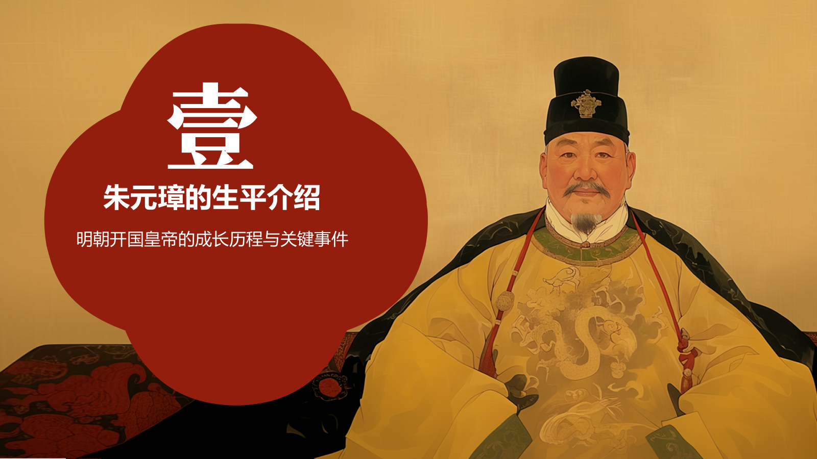 橙色复古风人物介绍朱元璋PPT模板.pptx_第3页