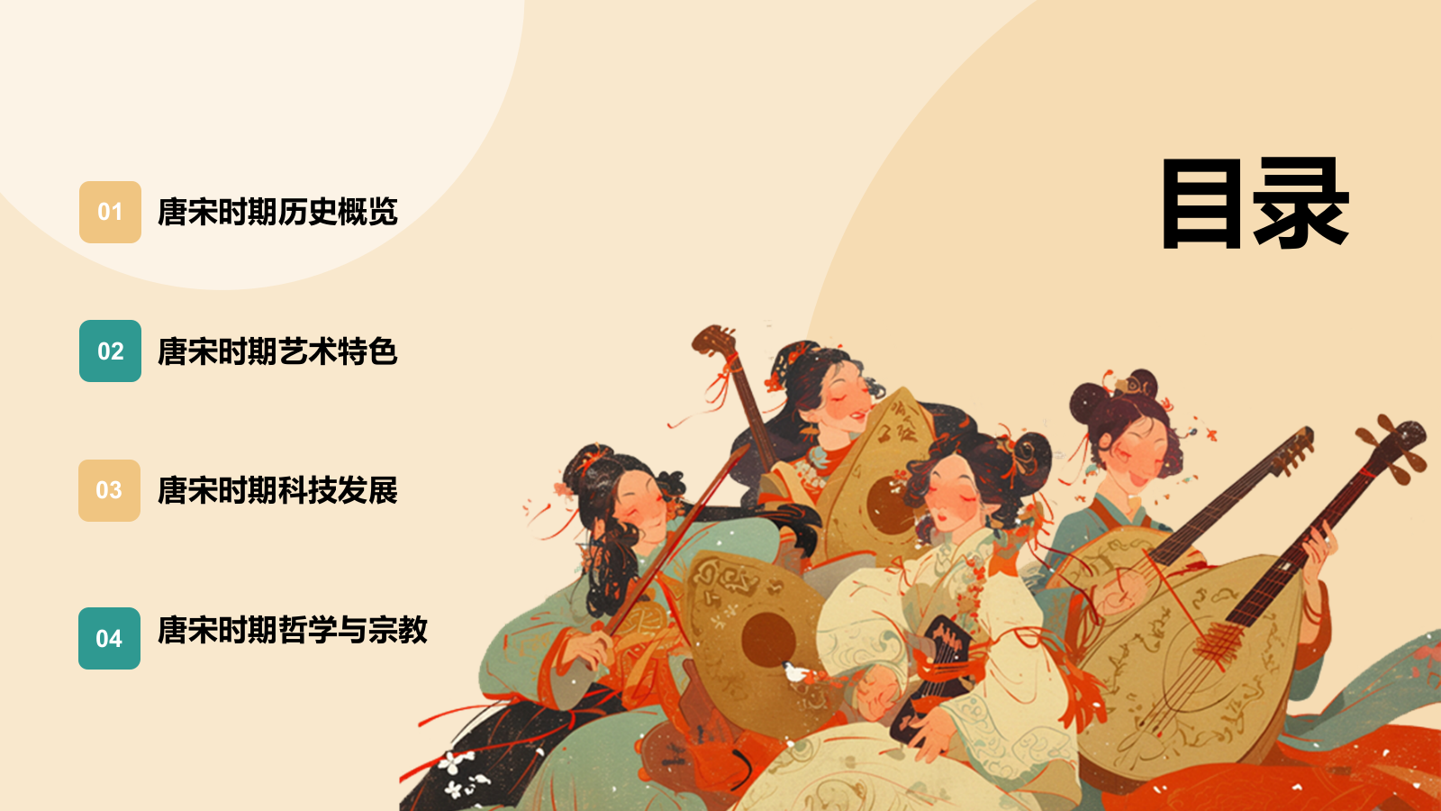 橙色复古风唐宋时期文化知识讲堂PPT模板.pptx_第2页