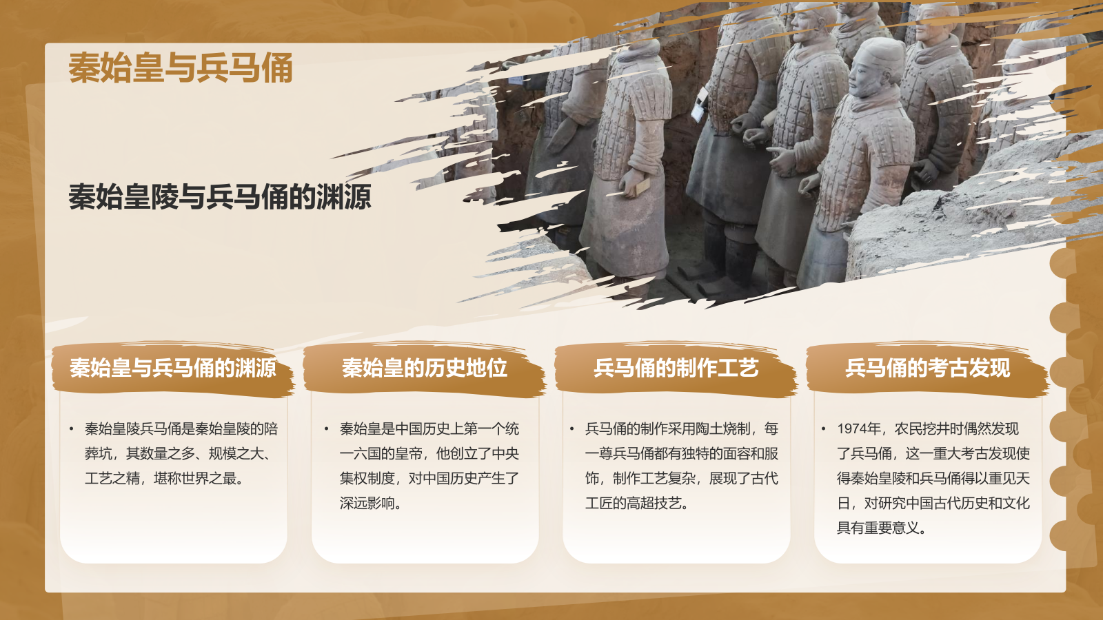 橙色复古风文化遗产——兵马俑知识普及PPT模板.pptx_第4页