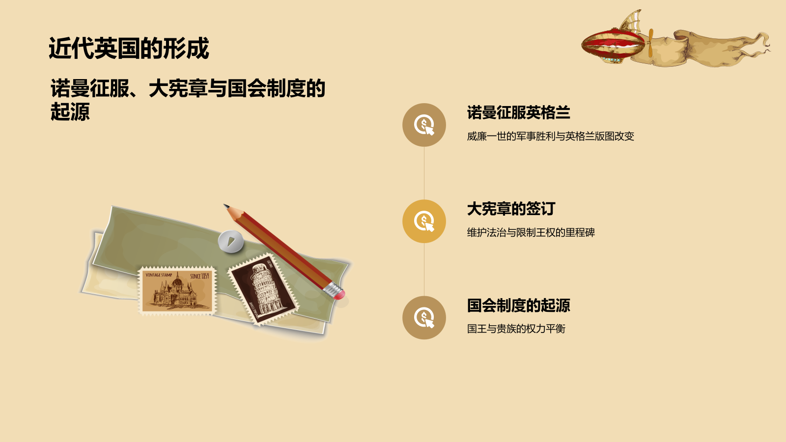 橙色复古风英国历史文化PPT模板.pptx_第5页