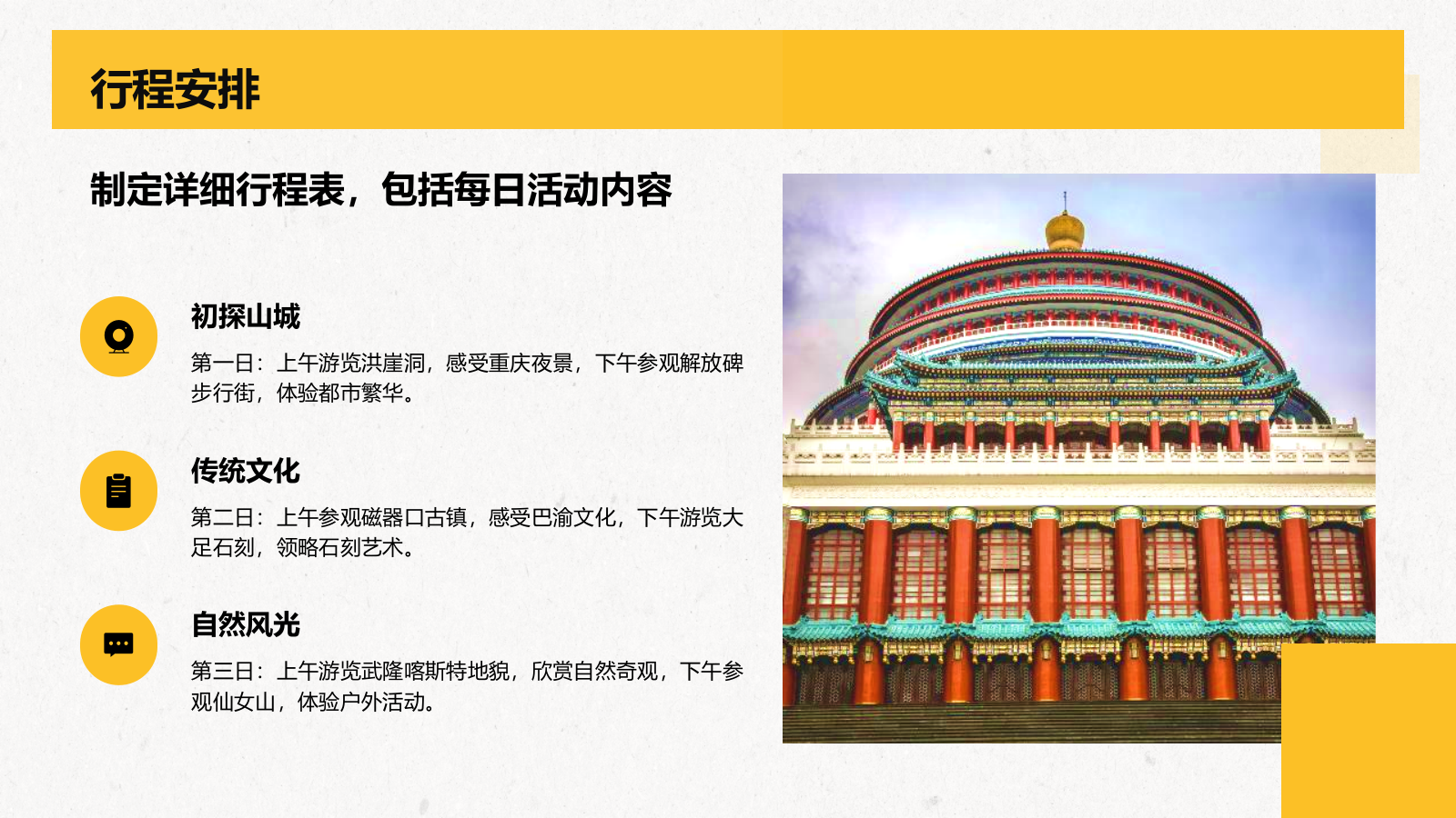 橙色复古风重庆热门景点深度游计划PPT模板.pptx_第7页