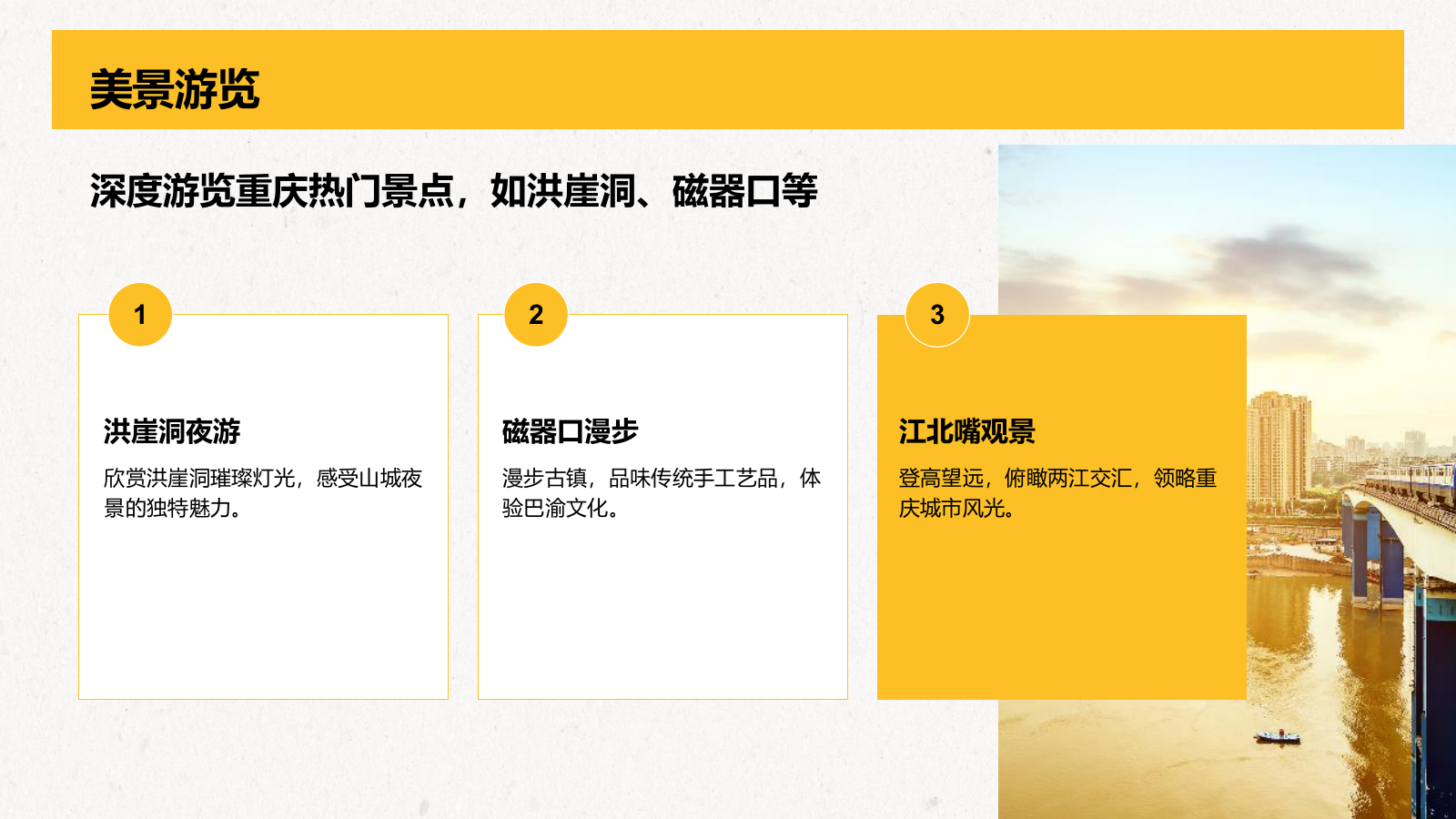 橙色复古风重庆热门景点深度游计划PPT模板.pptx_第9页