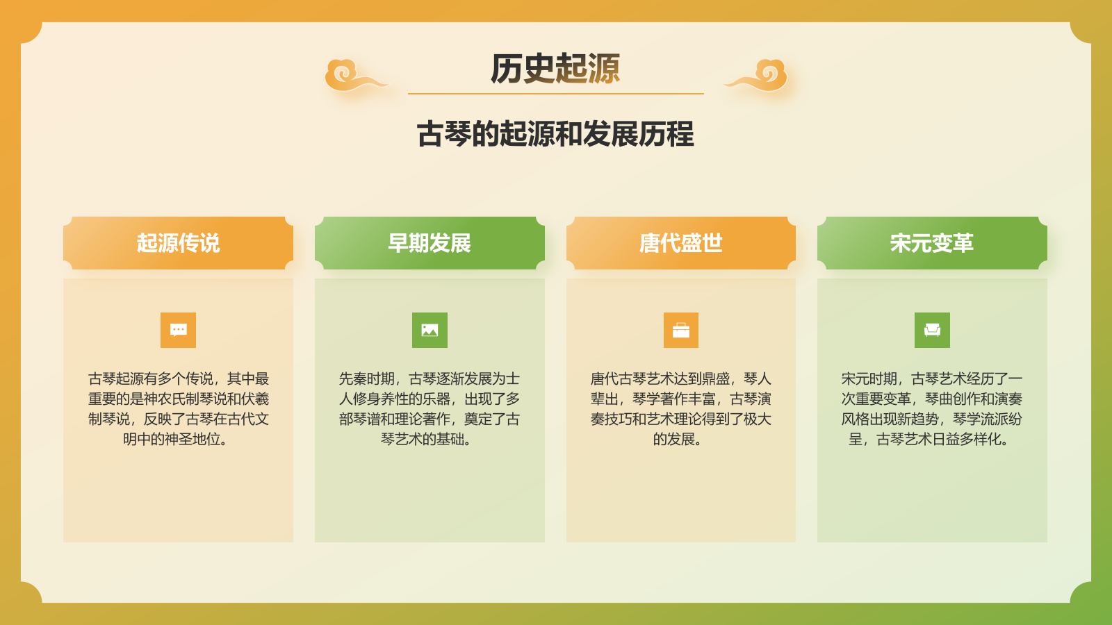 橙色国潮风非遗文化介绍——古琴艺术PPT模板.pptx_第4页