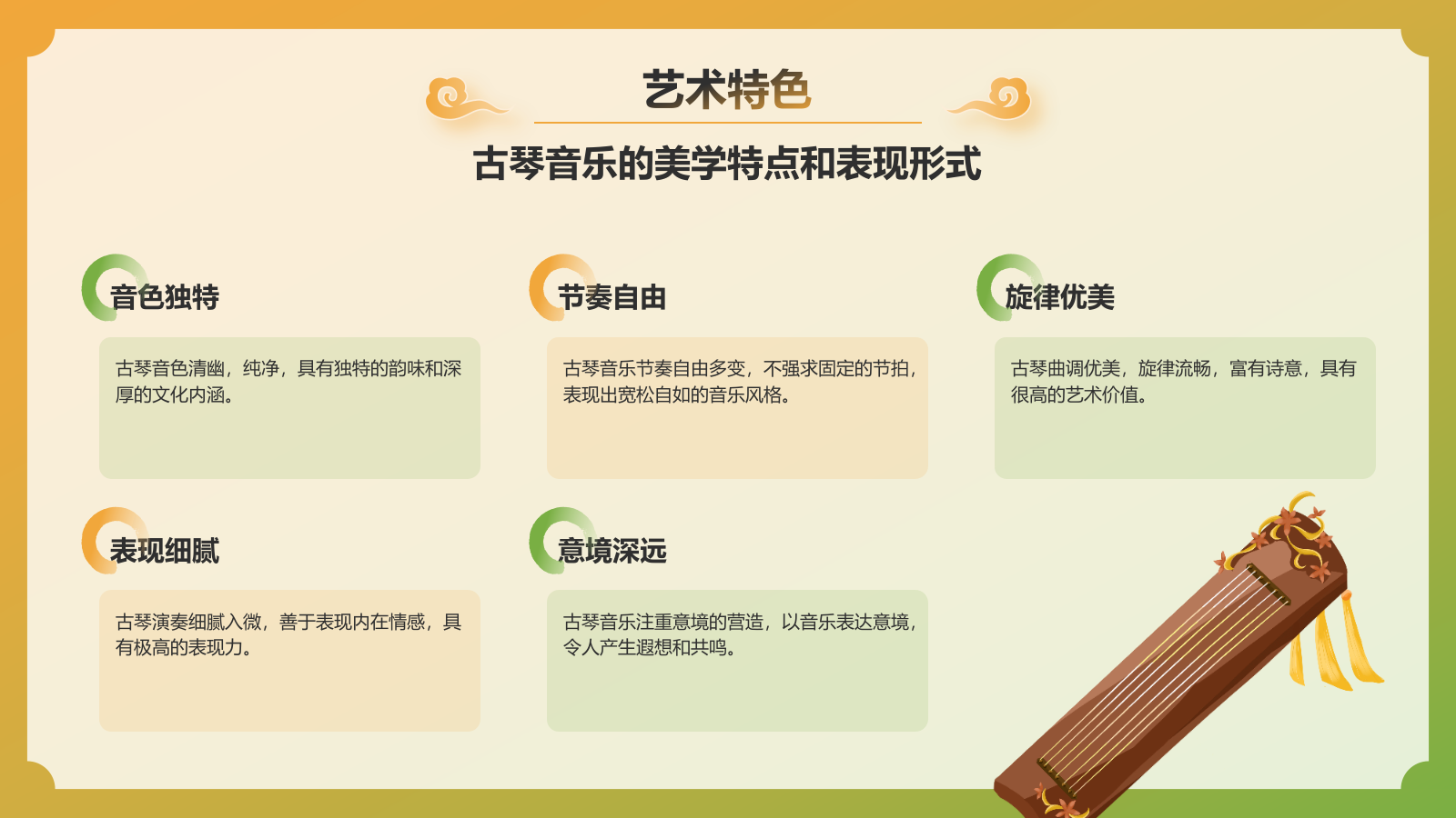橙色国潮风非遗文化介绍——古琴艺术PPT模板.pptx_第5页