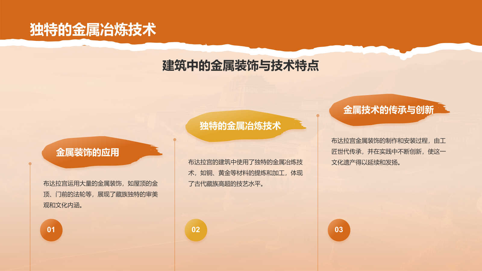 橙色国潮风文化遗产——拉萨布达拉宫知识普及PPT模板.pptx_第10页