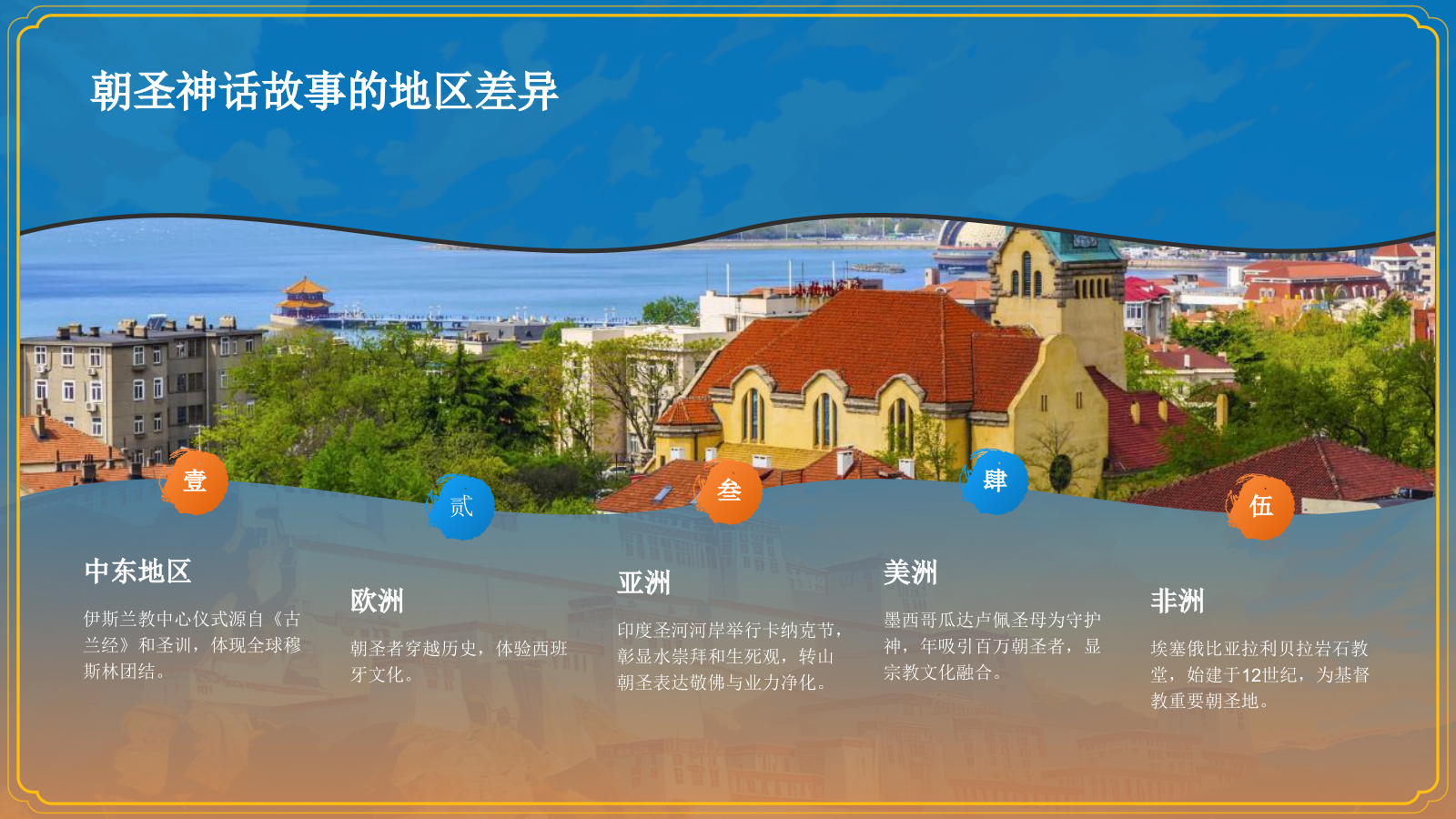 橙色国潮风中国朝圣神话详细介绍PPT模板.pptx_第9页