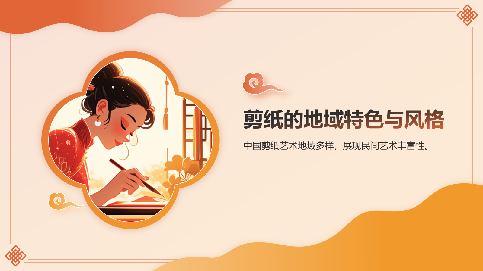 橙色国潮风中国非物质文化遗产——剪纸PPT模板.pptx_第7页