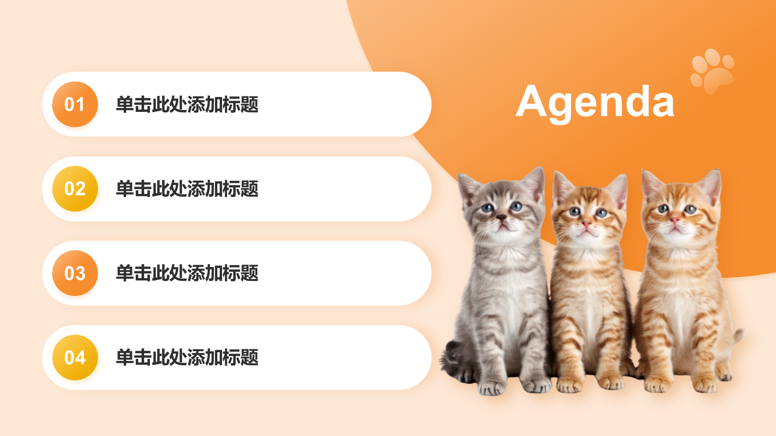 橙色卡通风可爱猫咪介绍PPT模板.pptx_第2页