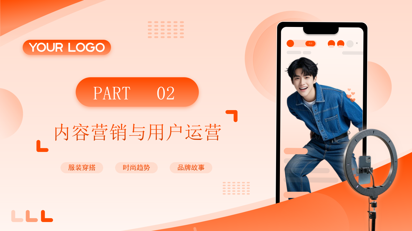 橙色商务风服装时尚PPT模板_服装电商运营项目方案报告PPT模板.pptx_第8页