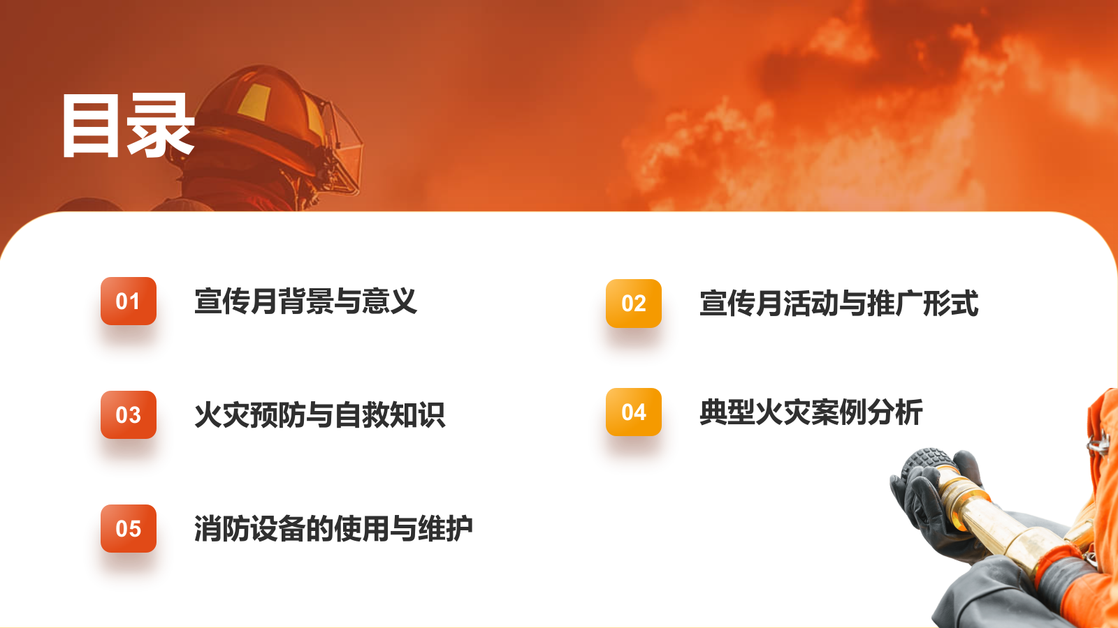 橙色商务风全国消防宣传月PPT模板.pptx_第2页