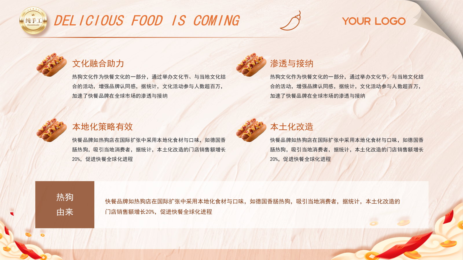 橙色商务风热狗美食介绍ppt模板.pptx_第8页