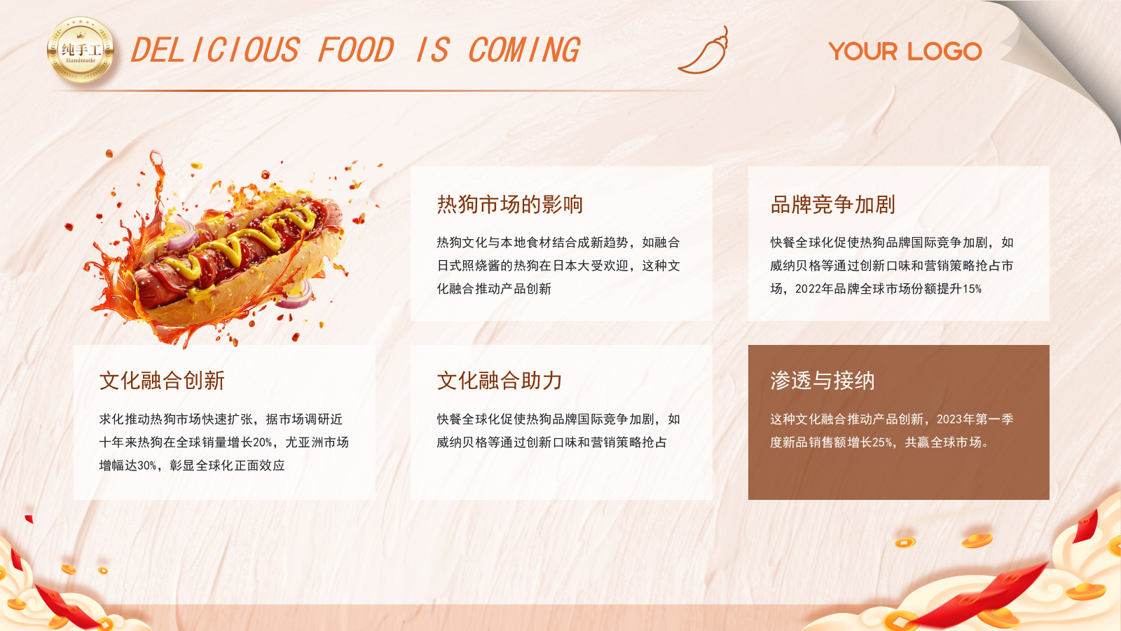 橙色商务风热狗美食介绍ppt模板.pptx_第9页