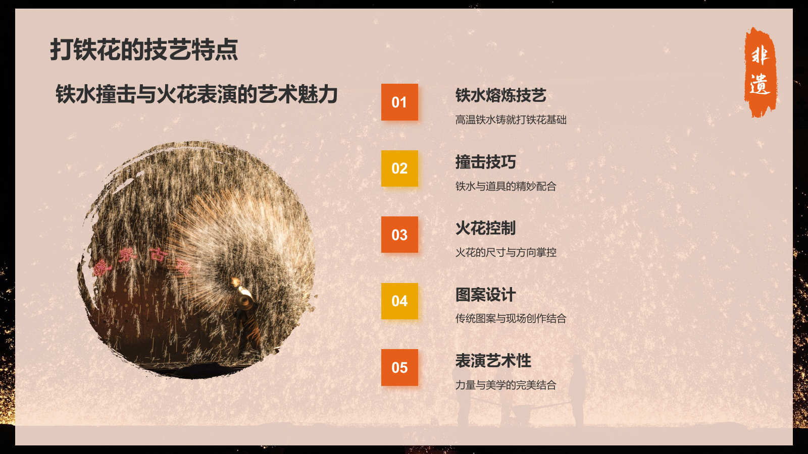 橙色摄影风打铁花PPT模板.pptx_第6页