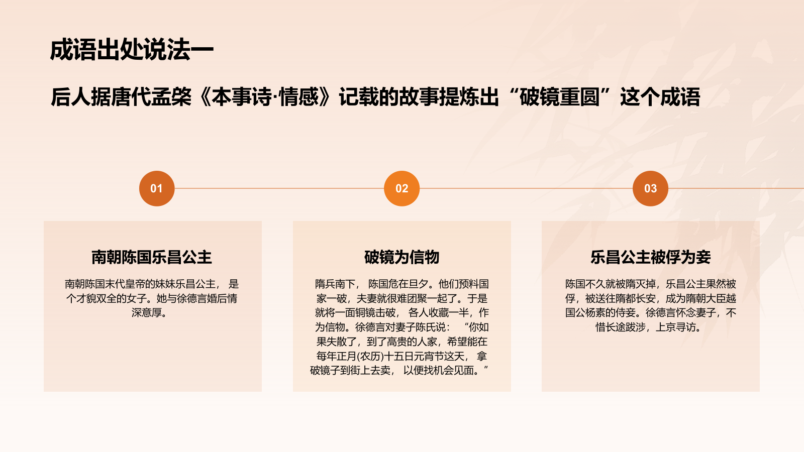 橙色水墨风破镜重圆典故赏析PPT模板.pptx_第4页