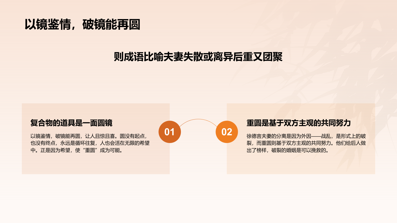 橙色水墨风破镜重圆典故赏析PPT模板.pptx_第8页