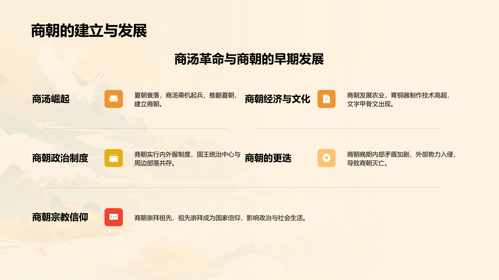 橙色水墨风夏商周的兴亡PPT模板.pptx_第9页