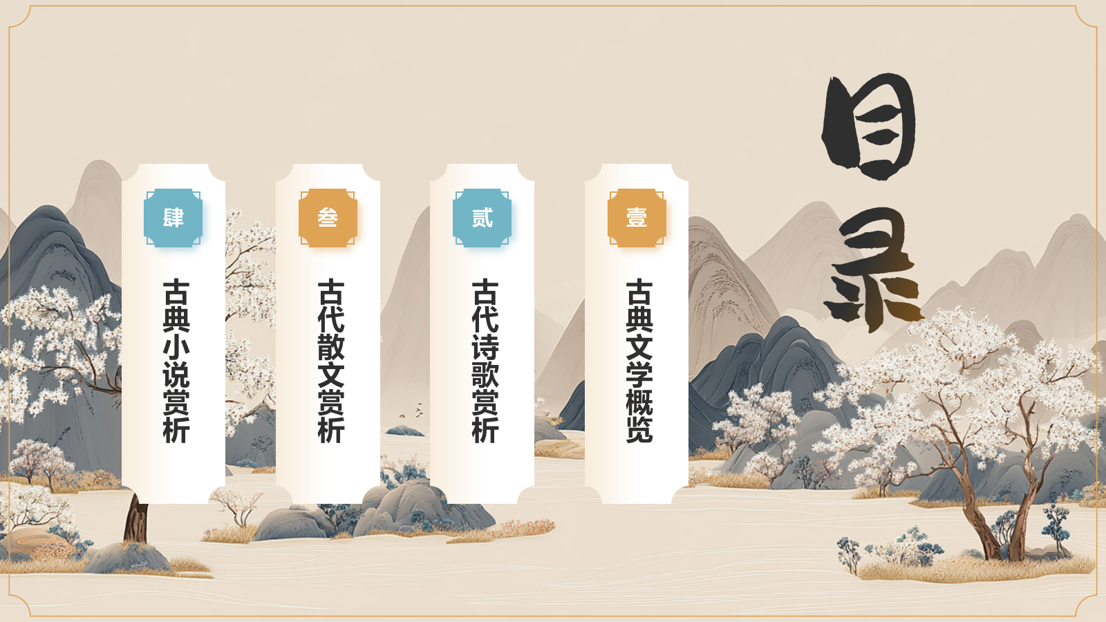 橙色水墨风中学语文古典文学PPT模板.pptx_第2页