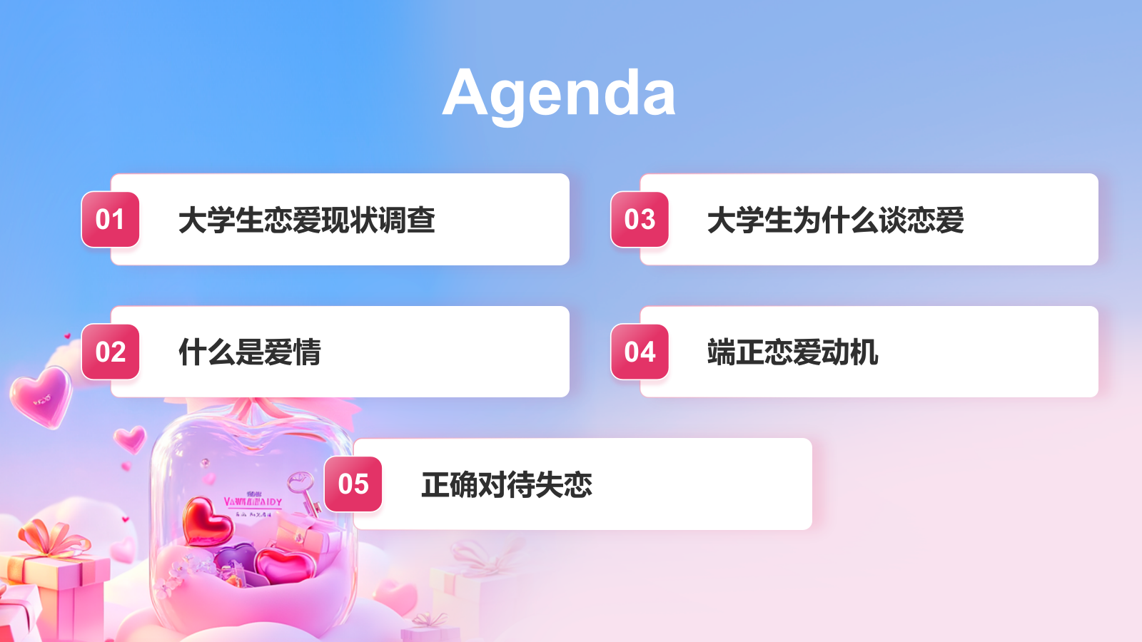 粉色3D风大学生恋爱心理课PPT模板.pptx_第2页