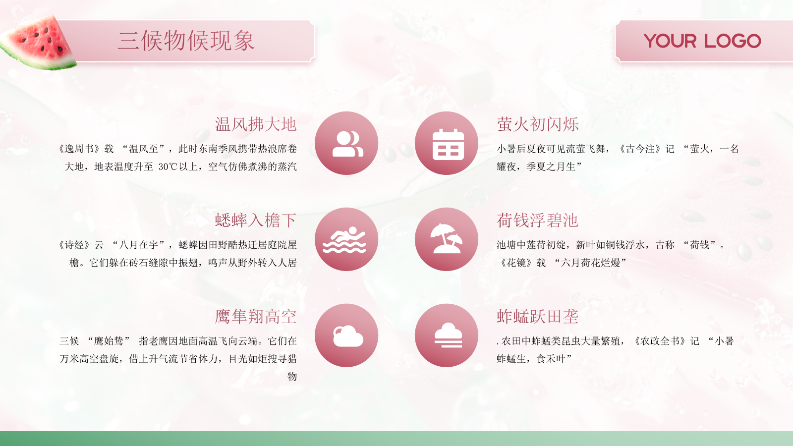 粉色商务冰块西瓜中国二十四传统节气科普课件PPT模板.pptx_第9页