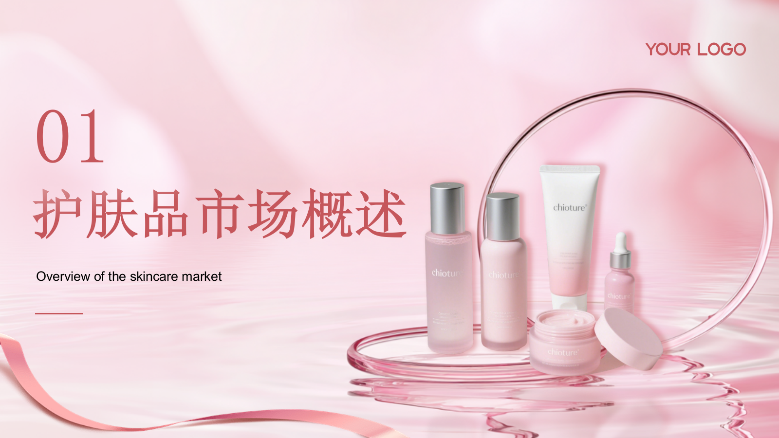 粉色时尚简约护肤品市场调研介绍PP模板.pptx_第3页
