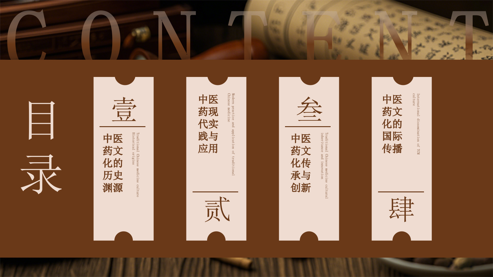 褐色中医药文化传承PPT模板.pptx_第2页