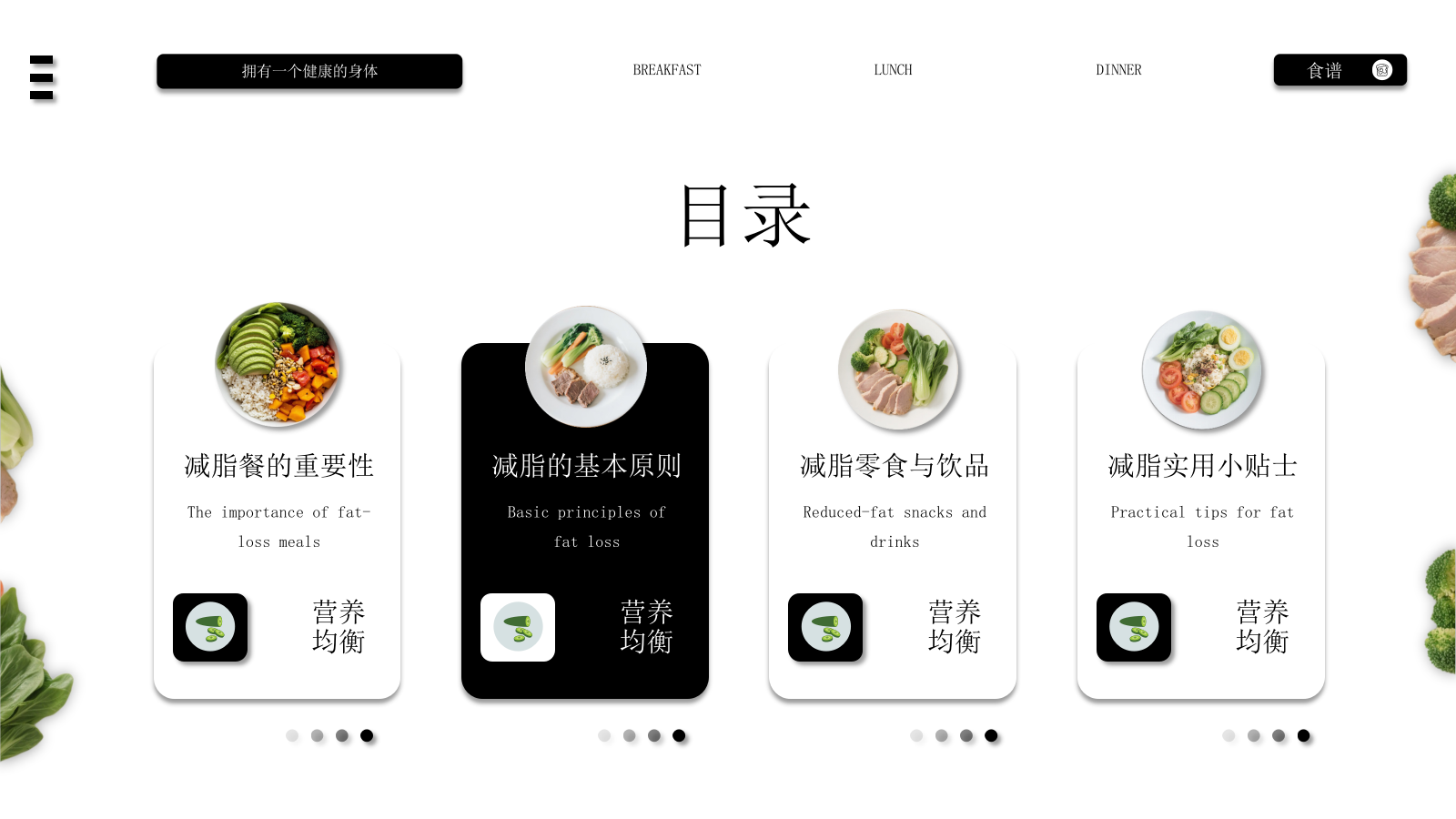 黑白色系减脂餐健康饮食通用PPT模板.pptx_第2页