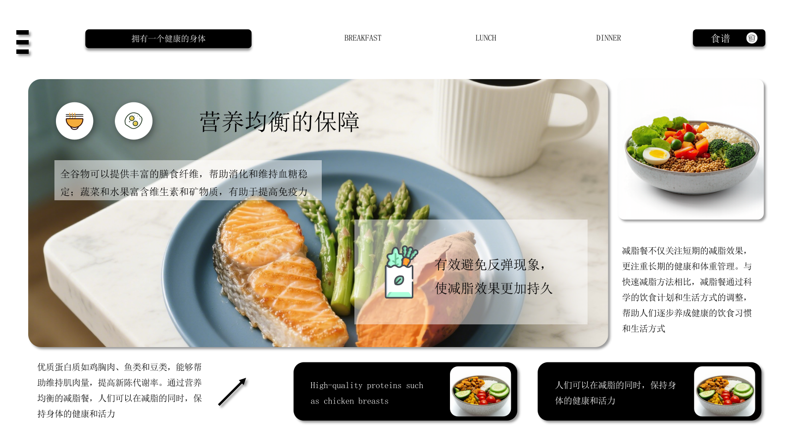 黑白色系减脂餐健康饮食通用PPT模板.pptx_第5页