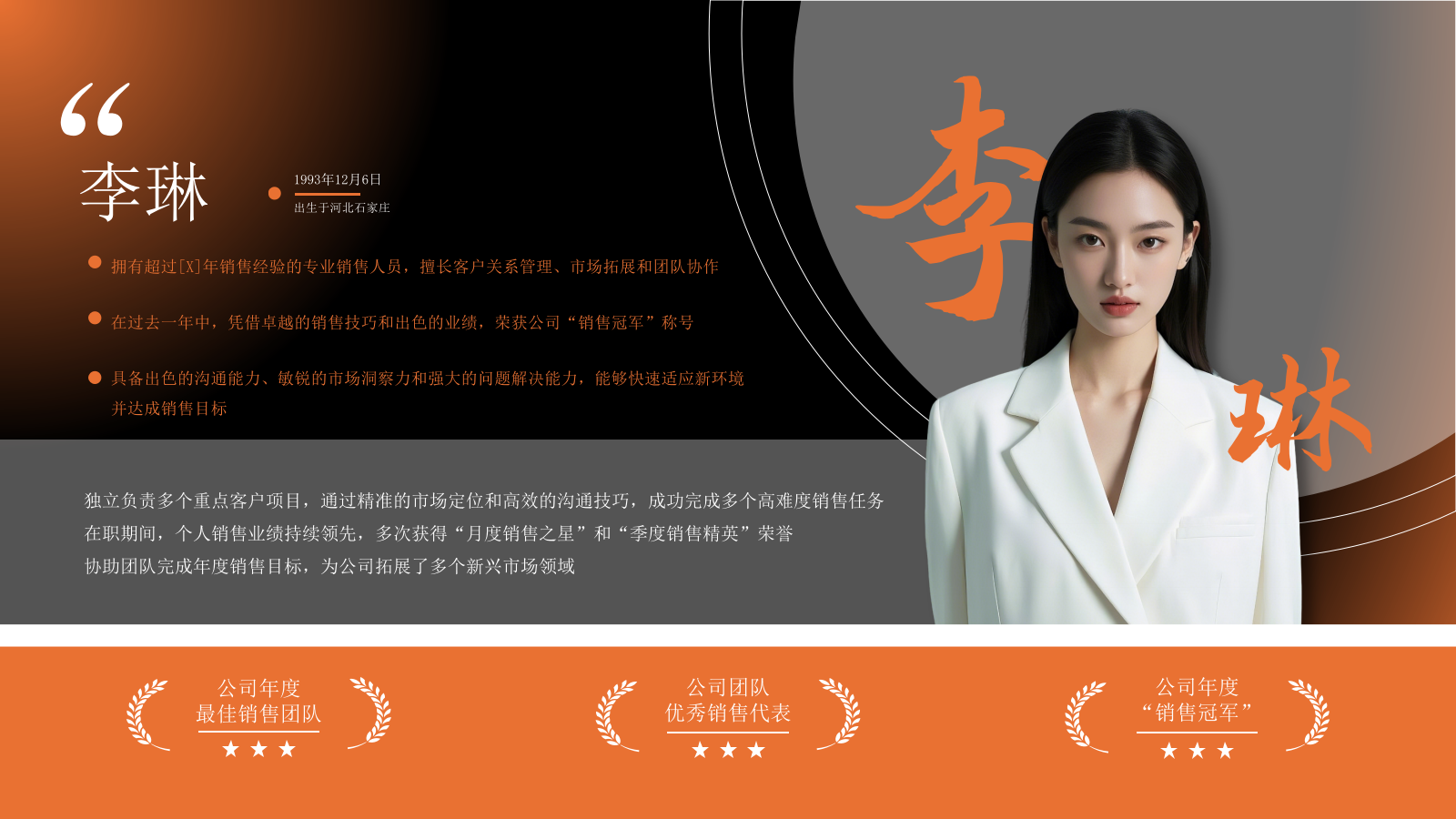 黑橙色人物介绍PPT模板.pptx_第4页