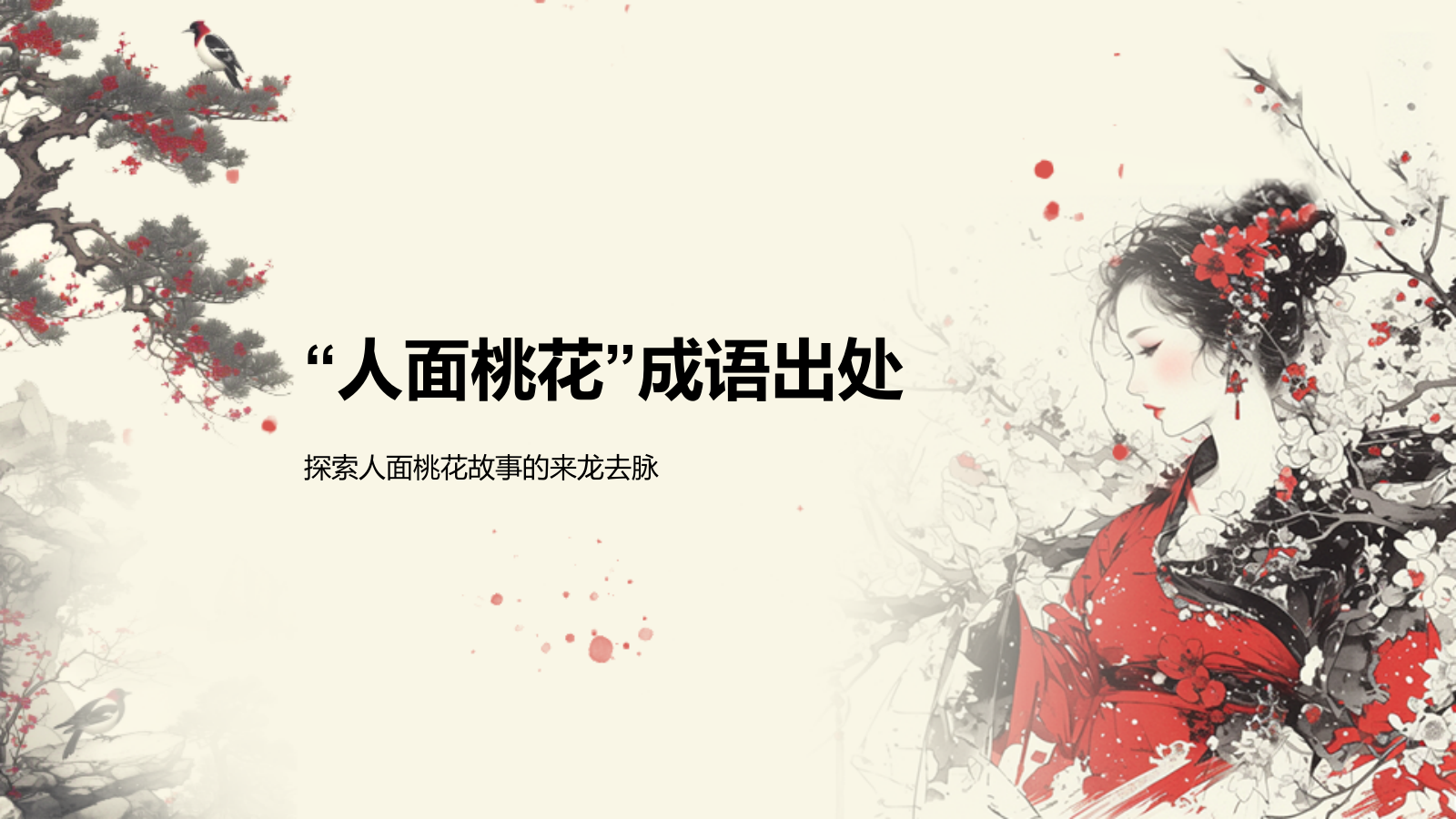 红色复古风人面桃花典故赏析PPT模板.pptx_第3页