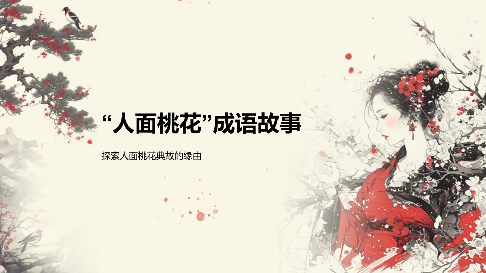 红色复古风人面桃花典故赏析PPT模板.pptx_第6页