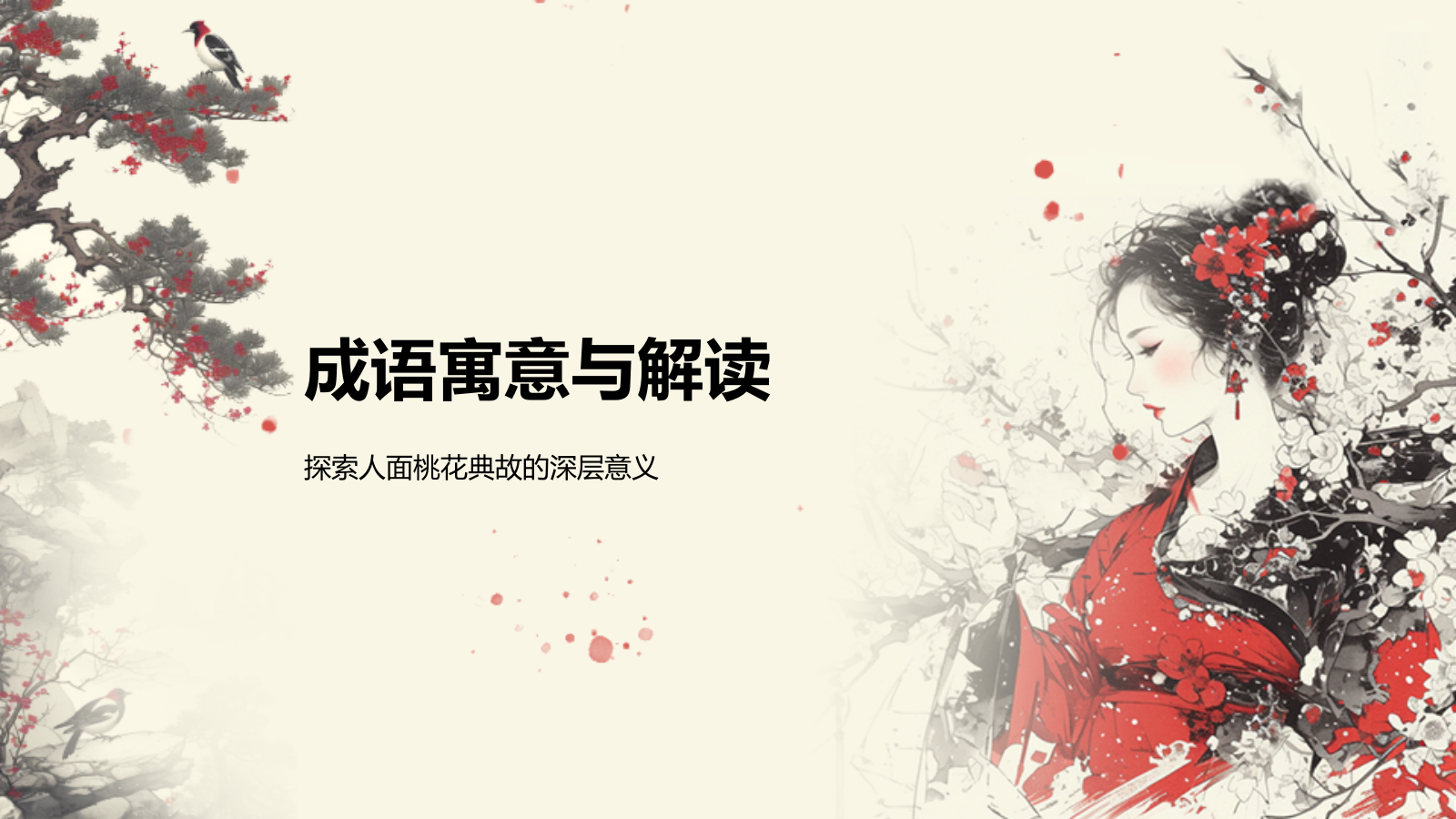 红色复古风人面桃花典故赏析PPT模板.pptx_第9页