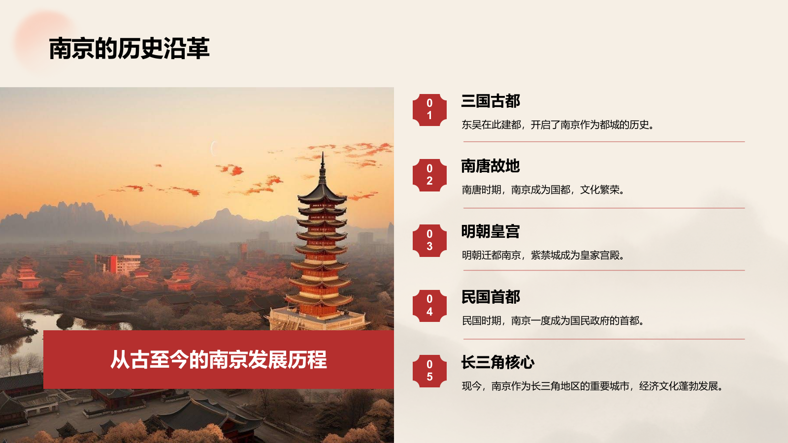 红色复古风我的家乡：南京必打卡旅游景点介绍PPT模板.pptx_第4页