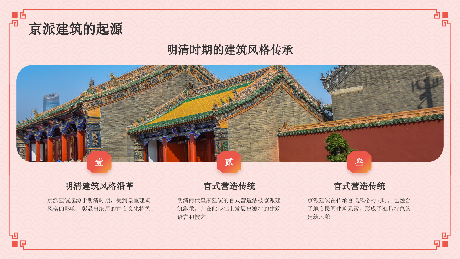 红色国潮风京派建筑PPT模板.pptx_第4页