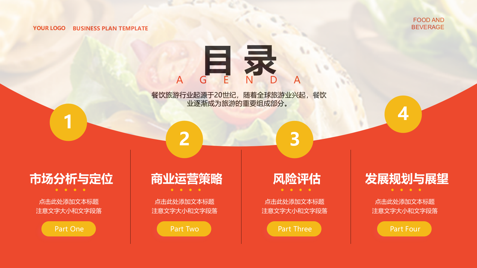 红色商务风食品商业计划书PPT模板.pptx_第2页