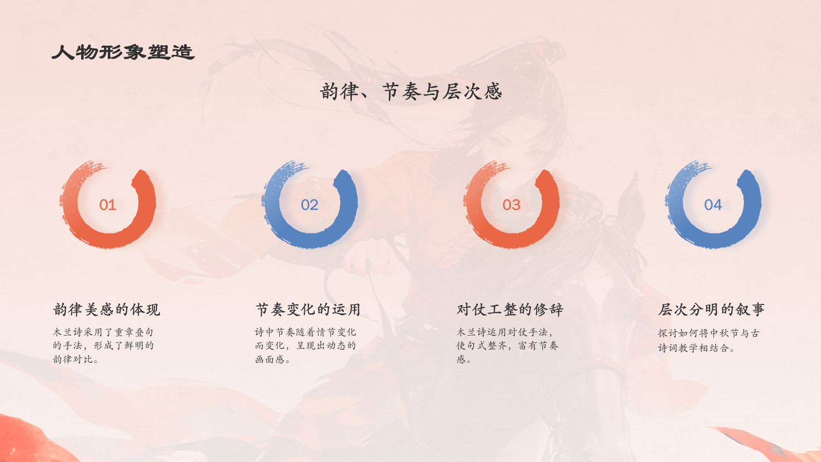 红色水墨风木兰诗语文教学课件PPT模板.pptx_第4页