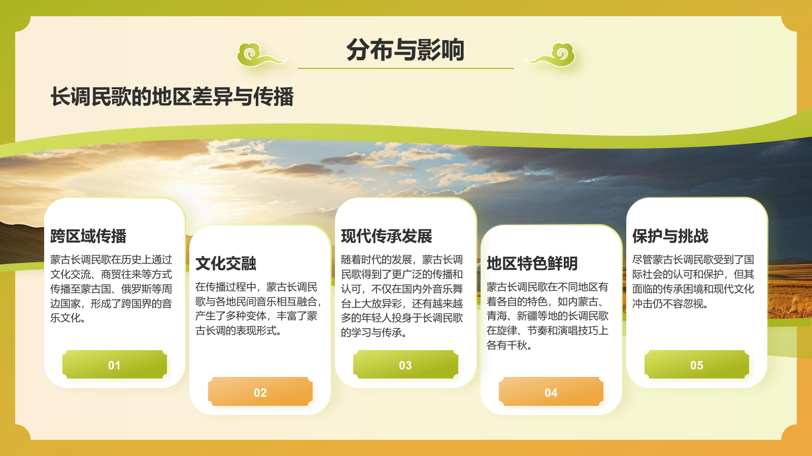 黄色国潮风中国非物质文化遗产——蒙古长调民歌PPT模板.pptx_第5页