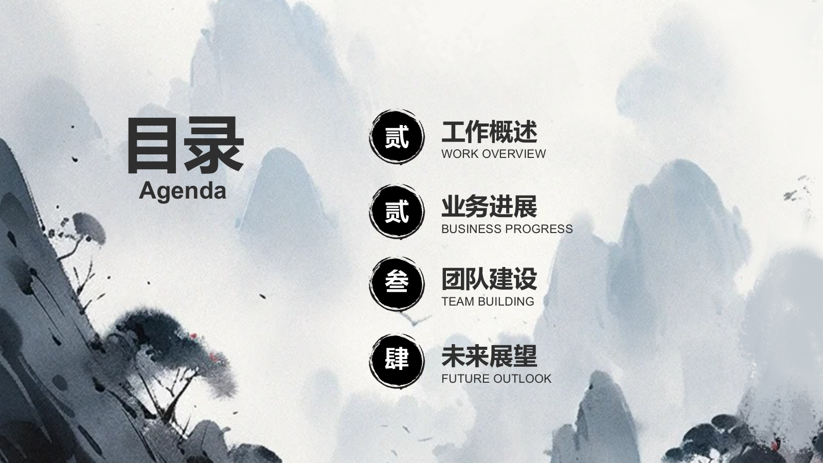 灰色水墨风中国风简约水墨工作总结PPT模板.pptx_第2页