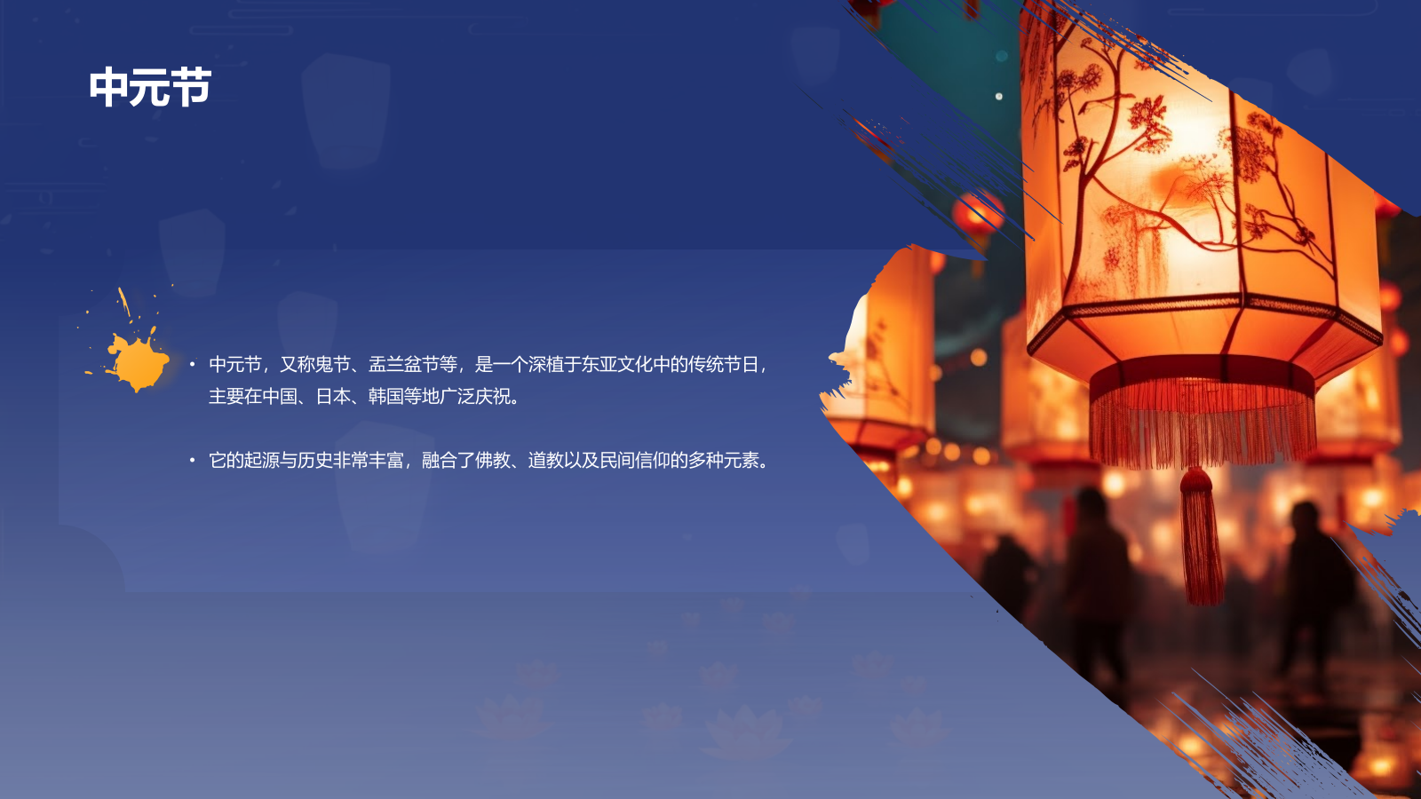 蓝色插画风中元节节日科普介绍PPT模板.pptx_第4页