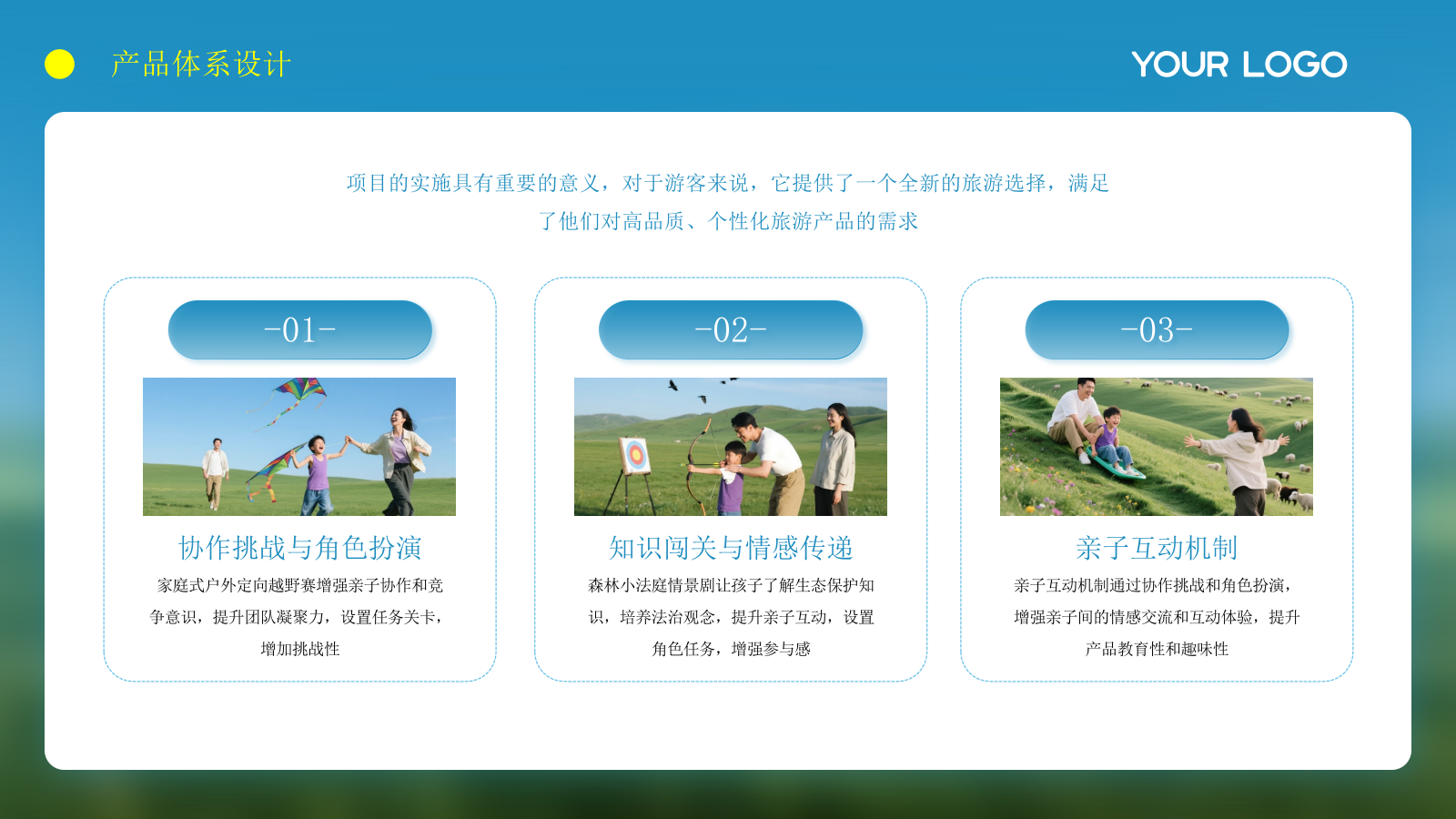 蓝色风儿童节亲子游旅游产品推广PPT模板.pptx_第10页