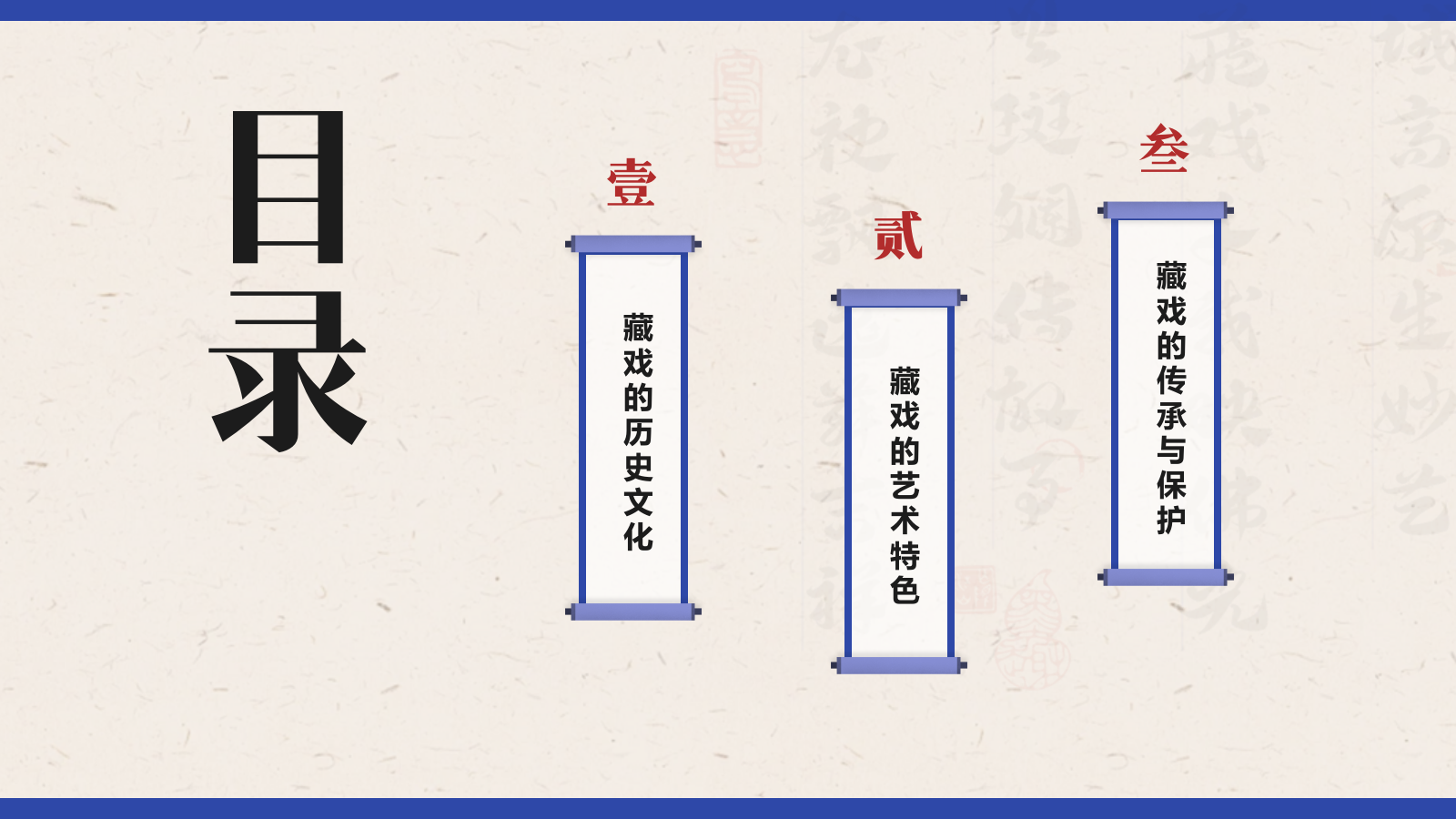 蓝色复古风非遗文化介绍——藏戏PPT模板.pptx_第2页