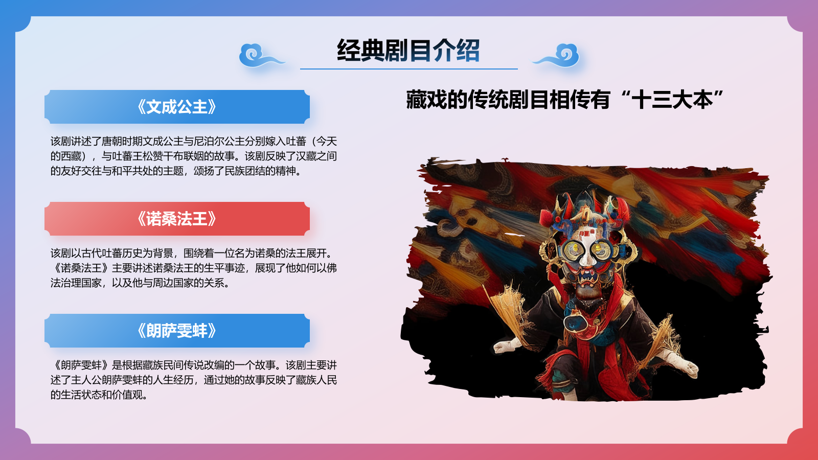 蓝色国潮风非遗文化介绍——藏戏PPT模板.pptx_第8页